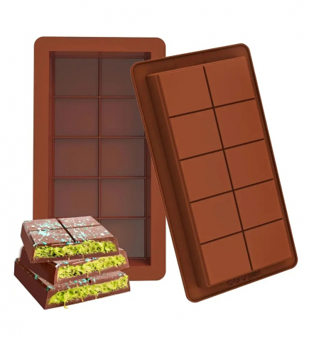 Produse si Accesorii Bucatarie - Forma Din Silicon Pentru Ciocolata Dubai De Casa cu Adancime 2 cm, Tableta Cu 5x2 Patratele, 25.3x13.6 cm, Luxer