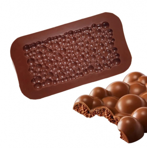 Produse si Accesorii Bucatarie - Forma Din Silicon Pentru Ciocolata Aerata De Casa, Model - Tableta Cu Bule, 21x10.5 cm, Luxer