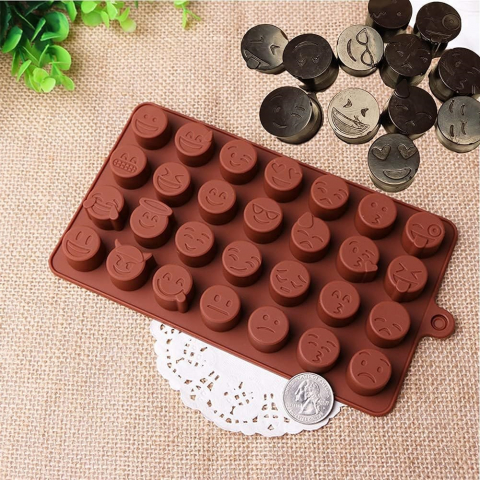 Forma Din Silicon Pentru Emoji Din Ciocolata Sau Jeleu, 7x4 Emoticoane, 18.7x11.1 cm, Luxer, Forma Ciocoalata Plastic / Silicon , Matrita Ciocolata de Casa in forma de Tablete de Ciocolata [6]