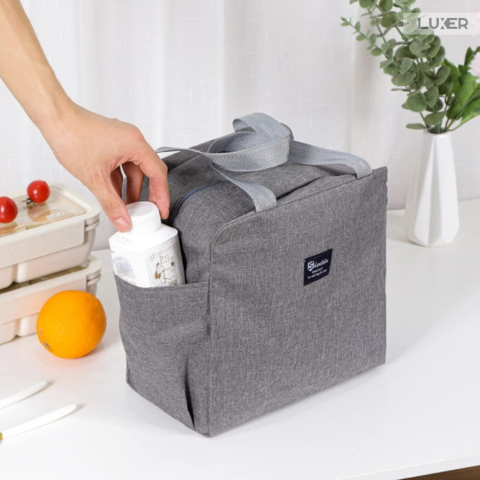 Geantă termoizolantă Gri Luxer, rezistentă la apă, pentru păstrarea alimentelor și băuturilor calde 3–4 ore și reci până la 5 ore. [4]