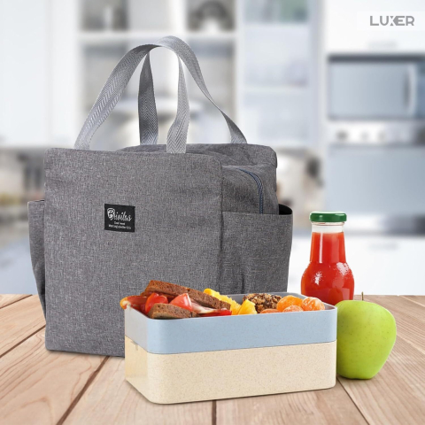 Geantă termoizolantă Gri Luxer, rezistentă la apă, pentru păstrarea alimentelor și băuturilor calde 3–4 ore și reci până la 5 ore. [1]