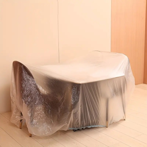 Husă de protecție transparentă Luxer pentru canapele cu 3 locuri, antipraf, ideală pentru renovări, mutări sau depozitare, cu benzi elastice de fixare. [3]