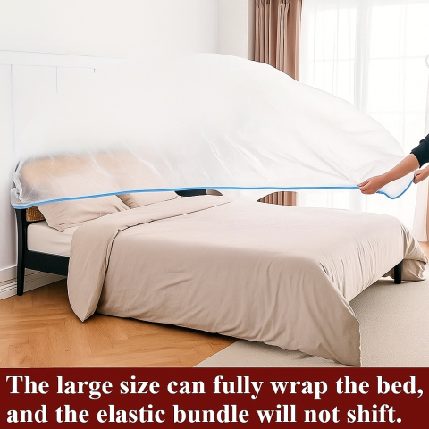 Husă de protecție transparentă Luxer pentru pat de 180x200 cm, antipraf și rezistentă, ideală pentru renovări, zugrăveli și depozitare mobilier. [1]