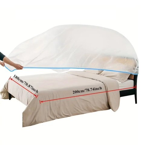 Husă de protecție transparentă Luxer pentru pat de 180x200 cm, antipraf și rezistentă, ideală pentru renovări, zugrăveli și depozitare mobilier. [0]