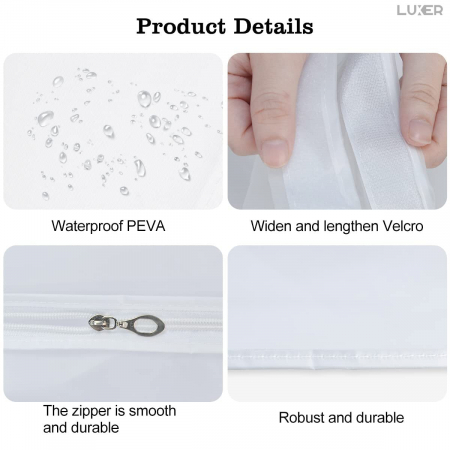 Husa Impermeabila Pentru Protectie Haine In Dulap/Dressing, Cu Fermoar, Lungime 80 cm, Latime 50 cm, Inaltime 90 cm, Alb Transparent, Luxer, huse haine groase blana pentru depozitare, haina piele, husa haine ieftina dedeman emag jysk leroy merlin transparenta cu fermoar auchan carrefour luxer [12]