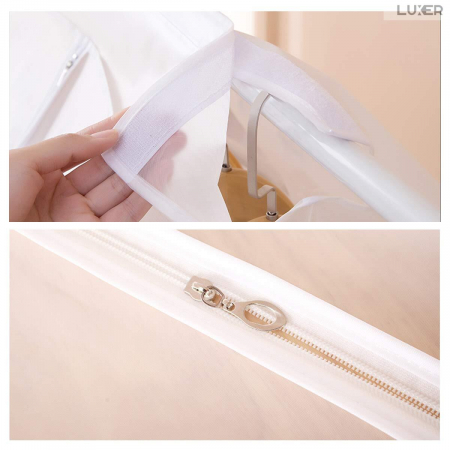 Husa Impermeabila Pentru Protectie Haine In Dulap/Dressing, Cu Fermoar, Lungime 80 cm, Latime 50 cm, Inaltime 90 cm, Alb Transparent, Luxer, huse haine groase blana pentru depozitare, haina piele, husa haine ieftina dedeman emag jysk leroy merlin transparenta cu fermoar auchan carrefour luxer [5]