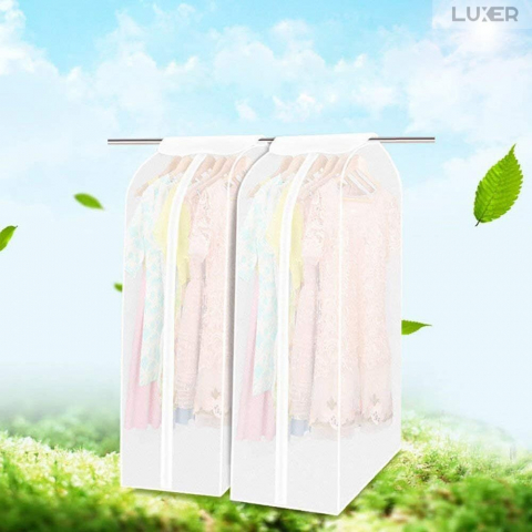 Husa Impermeabila Pentru Protectie Haine In Dulap/Dressing, Cu Fermoar, Lungime 60 cm, Latime 50 cm, Inaltime 150 cm, Alb Transparent, Luxer, huse haine groase blana pentru depozitare, haina piele, husa haine ieftina dedeman emag jysk leroy merlin transparenta cu fermoar auchan carrefour luxer [3]