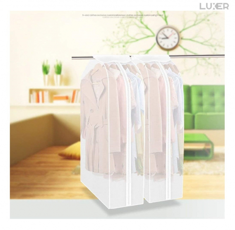 Husa Impermeabila Pentru Protectie Haine In Dulap/Dressing, Cu Fermoar, Lungime 60 cm, Latime 50 cm, Inaltime 150 cm, Alb Transparent, Luxer, huse haine groase blana pentru depozitare, haina piele, husa haine ieftina dedeman emag jysk leroy merlin transparenta cu fermoar auchan carrefour luxer [4]