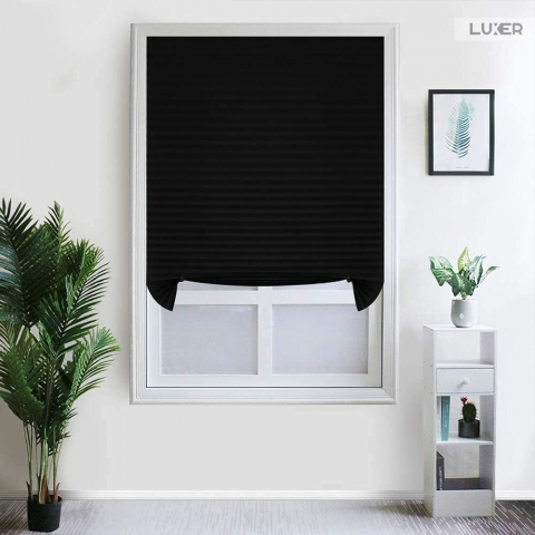 Jaluzea Plisata cu Sistem de Prindere Autoadeziv Luxer, Dimensiuni 90x180 cm, Negru, jaluzele geamuri mansarda rulou dedeman velux leroy merlin pentru ferestre interior hornbach ieftine luxer [1]