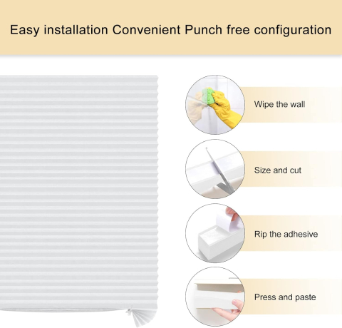 Jaluzea Plisata cu Sistem de Prindere Autoadeziv Luxer, Dimensiuni 90x180 cm, Alb, jaluzele geamuri mansarda rulou dedeman velux leroy merlin pentru ferestre interior hornbach ieftine luxer [7]