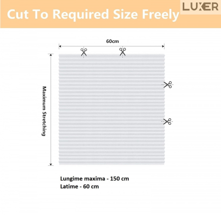 Set 4 Jaluzele Plisate cu Sistem de Prindere Autoadeziv Luxer, Dimensiuni 150X60 cm, Alb, jaluzele geamuri mansarda rulou dedeman velux leroy merlin pentru ferestre interior hornbach ieftine luxer+ [20]