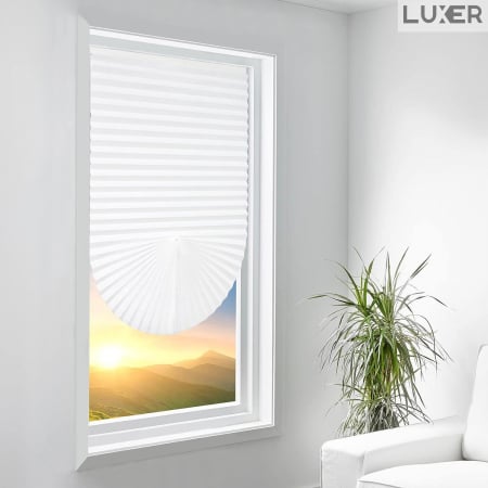Set 2 Jaluzele Plisate cu Sistem de Prindere Autoadeziv Luxer, Dimensiuni 150X60 cm, Alb, jaluzele geamuri mansarda rulou dedeman velux leroy merlin pentru ferestre interior hornbach ieftine luxer+ [9]