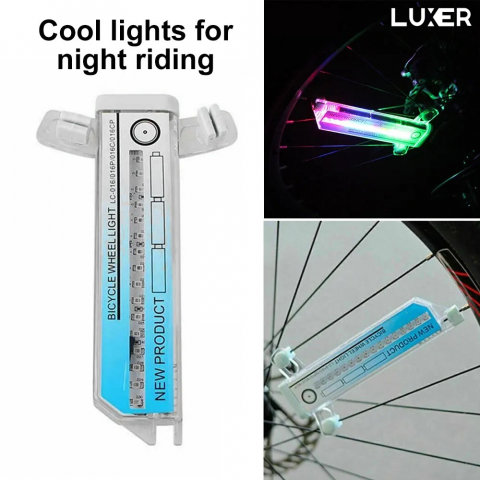 Lampa LED Multicolora Pentru Spite Bicicleta Cu Senzor De Lumina Si De Miscare, 16 LED-uri, 32 Modele, 16.5x9 cm, Luxer [13]
