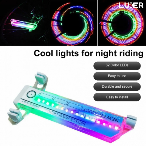 Set 2 Lampi LED Multicolora Pentru Spite Bicicleta Cu Senzor De Lumina Si De Miscare, 16 LED-uri, 32 Modele, 16.5x9 cm, Luxer [10]