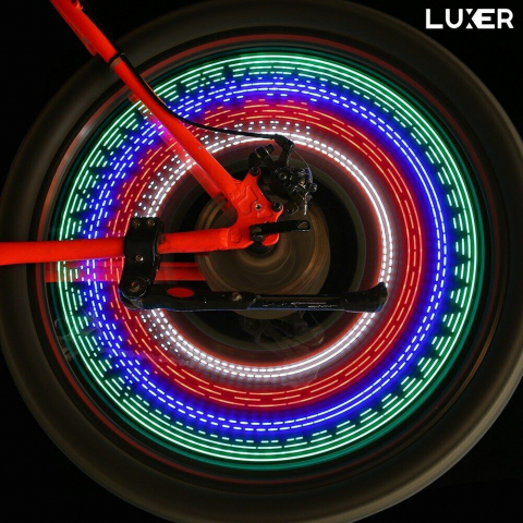 Set 2 Lampi LED Multicolora Pentru Spite Bicicleta Cu Senzor De Lumina Si De Miscare, 16 LED-uri, 32 Modele, 16.5x9 cm, Luxer [5]