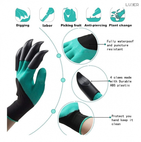 Manusi De Gradinarit Cu 4 Gheare Pentru Sapat, Plantat sau Plivit, Marime Universala, Verde, Luxer, potrivite pentru activitatile din gradina, leroy  merlin brico depot kaufland, pentru trandafiri flori [14]