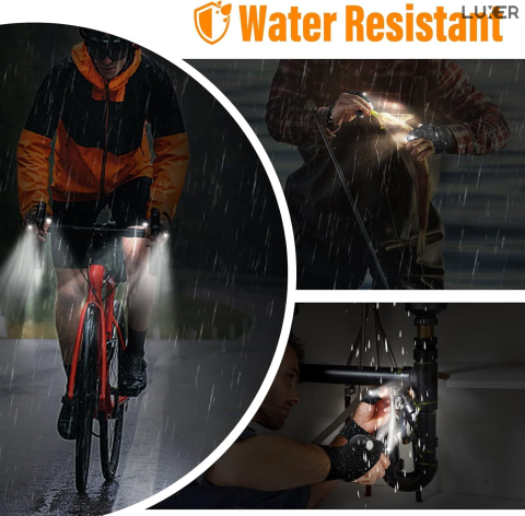 Mănuși cu lanternă LED integrată Luxer, pentru iluminare hands-free la pescuit nocturn, camping, reparații auto și bricolaj, materiale elastice și reglaj Velcro, culoare neagră. [5]