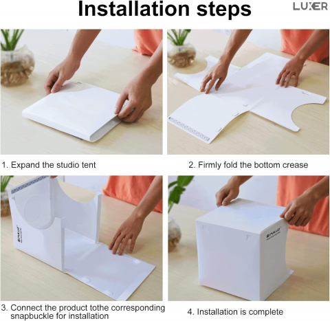 Mini Studio Foto Portabil Universal Unghii/Bijuterii/Produse Mici, Light Box, Kit Mini Box, Forma de Cub, Fundal Alb Galben Verde Rosu Albastru, Iluminare cu 2 Benzi Led, pentru Poze Profesionale [10]