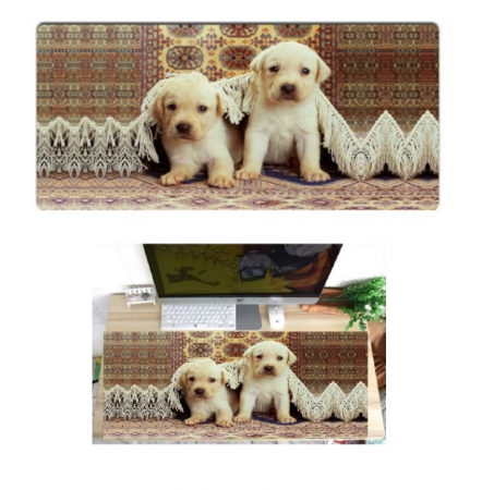 Laptop, Tablete & Telefoane - Mousepad Gaming Luxer Catelusi 90 x 40 cm, Baza Cauciucata si Cusaturi laterale, Waterproof, Antiderapant, mouse pad catei catelusi dogs lovers logitech razer rgb toucpad bes for xxl wireless mare altex flanco emag large v2 covor persan ieftin luxer
