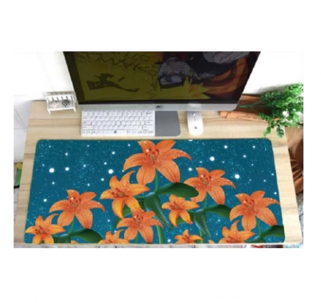 Mousepad Gaming Luxer Flowers 100 x 50 cm, Baza Cauciucata si Cusaturi laterale, Waterproof, Antiderapant, mouse pad floral fete cu flori aqirys gaming logitech razer rgb personalizat xxl altex emag mare luxer [2]