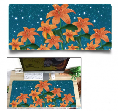 Laptop, Tablete & Telefoane - Mousepad Gaming Luxer Flowers 100 x 50 cm, Baza Cauciucata si Cusaturi laterale, Waterproof, Antiderapant, mouse pad floral fete cu flori aqirys gaming logitech razer rgb personalizat xxl altex emag mare luxer