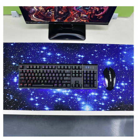 Mousepad Gaming Luxer Interstellar, 90 x 40 cm, Baza Cauciucata si Cusaturi laterale, Waterproof, Antiderapant,  mouse pad spatiu interstelar intergalactic aqirys flanco gaming logitech razer rgb personalizat xxl altex emag mare luxer ieftin [3]