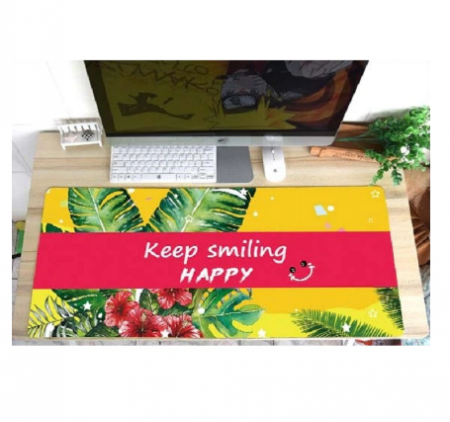 Mousepad Gaming Luxer Keep Smiling 100 x 50 cm, Baza Cauciucata si Cusaturi laterale, Waterproof, Antiderapant, mousepad mesaje motivatioonale keep smiling smile happy personalizat aqirys logitech rgb xxl emag mare luxer altex big size luxer [1]