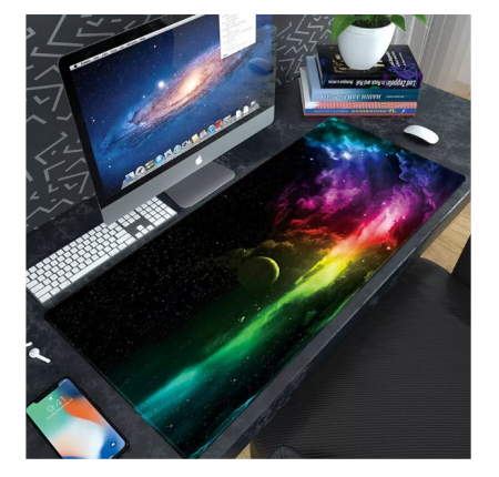 BACK TO SCHOOL - Mousepad Gaming Luxer Sky 90x40 cm, Baza Cauciucata si Cusaturi laterale, Waterproof, Antiderapant, mouse pad sky lovers cer luna nori futurist logitech razer rgb toucpad bes for xxl wireless mare altex flanco emag large v2 asus artisan razer ieftin luxer