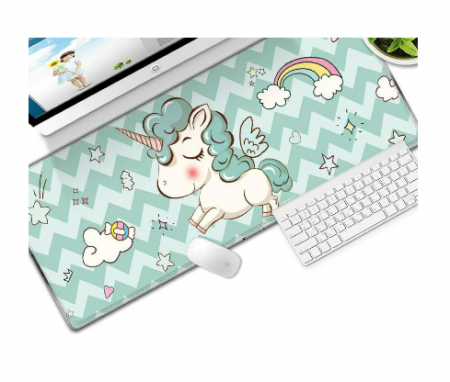 Mousepad Gaming Luxer Unicorn 90 x 40 cm, Baza Cauciucata si Cusaturi laterale, Waterproof, Antiderapant, mouse pad unicorn lovers fete aqirys gaming logitech razer rgb personalizat xxl altex emag mare luxer [1]