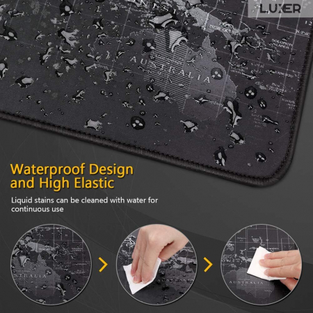 Mousepad Profesional Pentru Gaming Luxer, Model Harta Lumii, Dimensiuni 80x30 / 90x40 / 100x50 cm, Negru,  mouse pad sky lovers cer luna nori futurist logitech razer rgb toucpad bes for xxl wireless mare altex flanco emag large v2 asus artisan razer ieftin luxer [1]