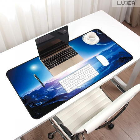 Mousepad Gaming Luxer Sky 90x40 cm, Baza Cauciucata si Cusaturi laterale, Waterproof, Antiderapant, mouse pad sky lovers cer luna nori futurist logitech razer rgb toucpad bes for xxl wireless mare altex flanco emag large v2 asus artisan razer ieftin luxer [5]