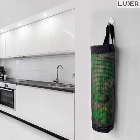 Organizator Pungi din PVC, Dispenser Sacose, Multifunctional, cu Maner pentru Agatare, Negru, 38.5x16 cm, Luxer [16]