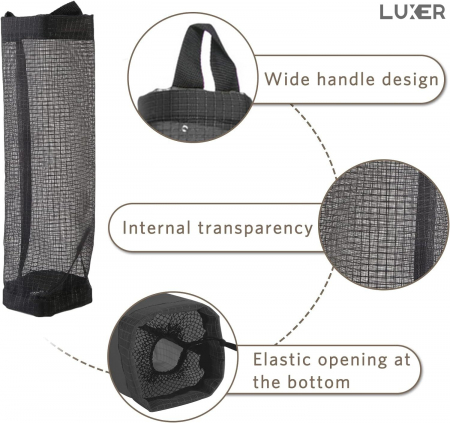 Organizator Pungi din PVC, Dispenser Sacose, Multifunctional, cu Maner pentru Agatare, Negru, 38.5x16 cm, Luxer [12]