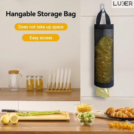 Organizator Pungi din PVC, Dispenser Sacose, Multifunctional, cu Maner pentru Agatare, Negru, 38.5x16 cm, Luxer [8]