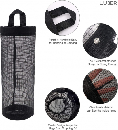 Organizator Pungi din PVC, Dispenser Sacose, Multifunctional, cu Maner pentru Agatare, Negru, 38.5x16 cm, Luxer [5]
