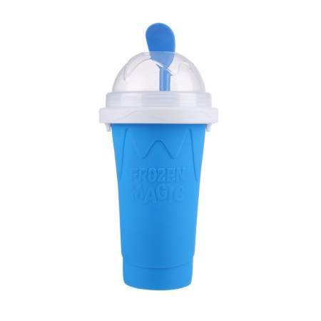 PAHAR DIN SILICON SLUSHY-CUP CU RACIRE RAPIDA PENTRU PREPARARE ICE JUICEMILKSHAKESLUSHY, FROZEN MAGIC SQUEEZE CUP, ROZ/ALBASTRU, 250 ML, emag slush [9]