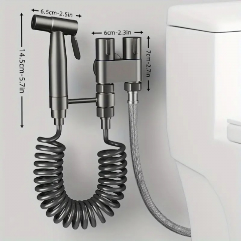 Pistol Pulverizator Pentru Toaleta/Bideu Din Otel Inoxidabil Cu Furtun de 1.4 m Si Supapa De Apa Cu Control Dublu, Gri Cromat, Luxer Adaptor Bideu Adaptor wc bideu Adaptor bideu pentru wc accesoriu pentru bideu robinet bideu cap de dus pentru bideu para dus pentru bideu set de dus pentru bideu baterie bideu pulverizator bideu [11]