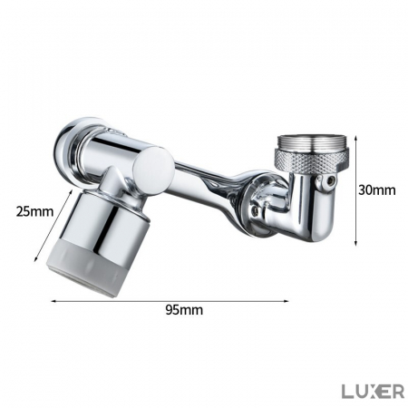 Prelungitor Baterie Chiuveta cu Brat Rotativ In Orice Directie, Economizor Apa Integrat, Otel Inoxidabil, 9.5 cm, Luxer, prelungire/extensie baterie baie bucatarie hornbach dedeman leroy merlin brico depot ieftin luxer [14]