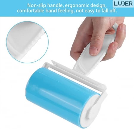 Rola Adeziva Haine Reutilizabila pentru Indepartarea Scamelor sau a Parului de Animale, Lavabila, Albastru, Dimensiuni 10x5.5 cm, Luxer [7]