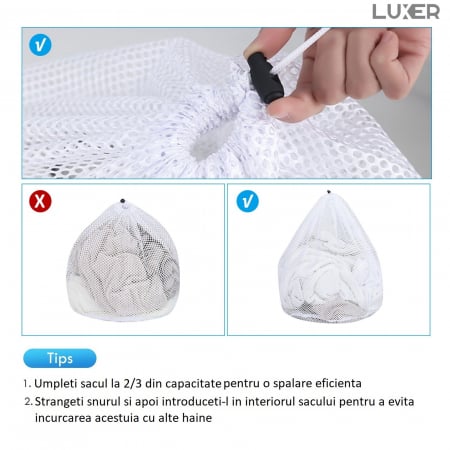 Sac Protectie Haine Pentru Masina de Spalat, 30x40 cm, Alb, Luxer, saci protectie haine masina de spalat ikea dedeman jysk leroy emag ieftine luxer [6]