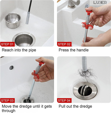 Sarpe Desfundare Chiuveta/Cada/WC/Tevi de Scurgere cu Sistem Extractor cu 4 Brate, Lungime 90 cm, Luxer, sarpe cu 4 brate pentru desfundat tevi karcher chiuveta kaufland leroy merlin dedeman 0.9 m 1.6m pentru desfundare wc tevi profesional hornbach mathaus olx ieftin luxer [5]