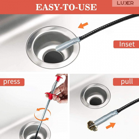 Sarpe Desfundare Chiuveta/Cada/WC/Tevi de Scurgere cu Sistem Extractor cu 4 Brate, Lungime 90 cm, Luxer, sarpe cu 4 brate pentru desfundat tevi karcher chiuveta kaufland leroy merlin dedeman 0.9 m 1.6m pentru desfundare wc tevi profesional hornbach mathaus olx ieftin luxer [3]