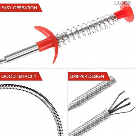 Sarpe Desfundare Chiuveta/Cada/WC/Tevi de Scurgere cu Sistem Extractor cu 4 Brate, Lungime 90 cm, Luxer, sarpe cu 4 brate pentru desfundat tevi karcher chiuveta kaufland leroy merlin dedeman 0.9 m 1.6m pentru desfundare wc tevi profesional hornbach mathaus olx ieftin luxer [2]