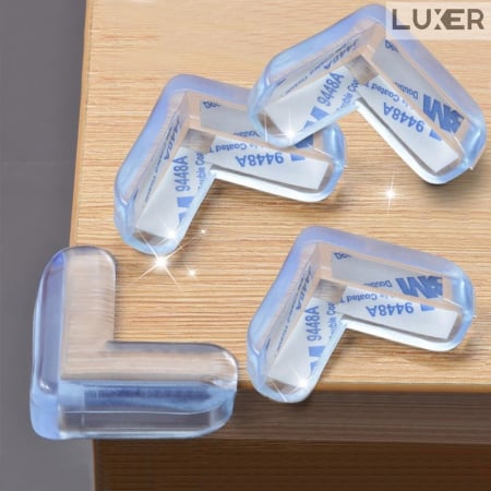 Set 10 Coltare pentru Protectia Bebelusilor/Copiilor la Colturile Mobilei, din Silicon, forma de Triunghi, Luxer 3.8x3.8x1.5 cm, coltare mobila protectie pt copii dedeman emag leroy jumbo ieftine luxer [7]