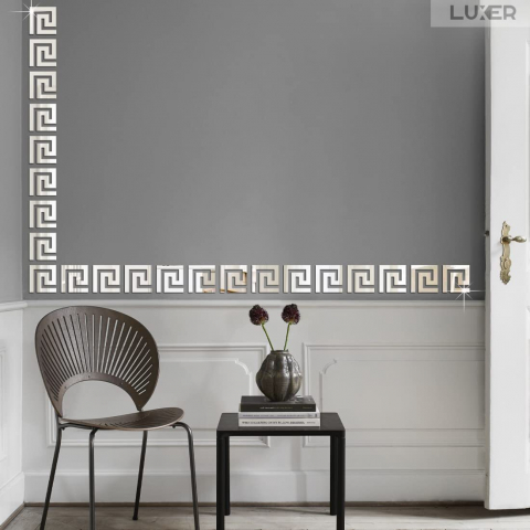 Set 10 Oglinzi Acrilice Autoadezive Luxer, Model Versace, Oglinda Decorativa Perete/Mobila pentru Hol Living Baie, Dimensiuni 10x10 cm, Silver [3]