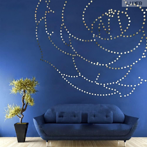 Set oglinzi acrilice buline Luxer oglinzi decorative de perete oglinda hol oglinzi dedeman pentru camera din acril decorativa ikea decor mobexpert jysk emag dormitor living autoadezive oglinda moderne rezistente auriu 3 cm diametru [4]