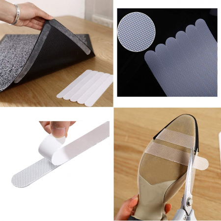 Set 12 Benzi Antiderapante Transparente din Silicon Autoadeziv, Luxer, 20x2cm, benzi antiderapante pentru scaricovor dedeman, interior exterior, util in dus sau baie dedeman jysk, pentru gresie incaltaminte bucatarie din silicon ieftine luxer [9]