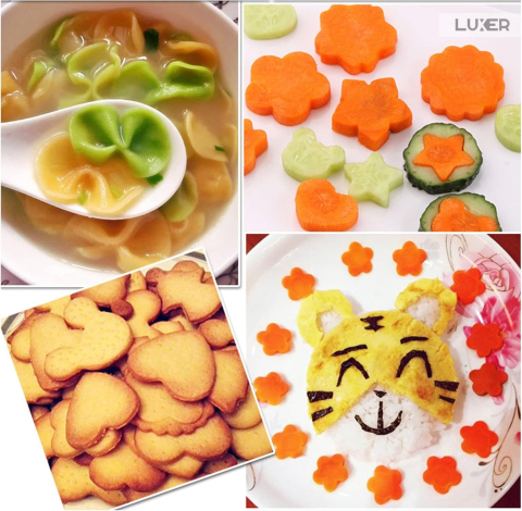 Set 12 forme din oțel inoxidabil Luxer pentru decupat aluat, fructe și legume, cu mâner anti-alunecare roșu [5]