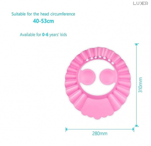 Set 2 Casti de Baie cu Marime Ajustabila Pentru Copii, Casca de Protectie Dus, Protectie Pentru Ochi si Urechi, Roz, Luxer, Casca Baie Pentru Bebelusi, Palarie Casca de Protectie  Materiale Moi, Luxer [6]