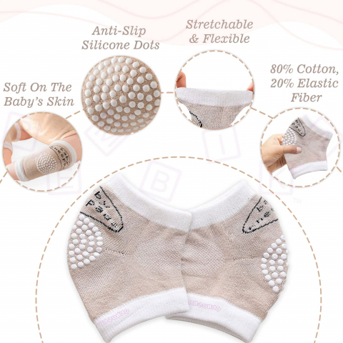 Set 2 Genunchiere Antiderapante Pentru Bebelusi Sau Copii Cu Varste Intre 6 luni-3 ani, Nude, Luxer,  Protectie Genunchi Bebelusi,  Cotiere Copii Farmacie Pepco Bebe Tei Decathlon Luxer [1]